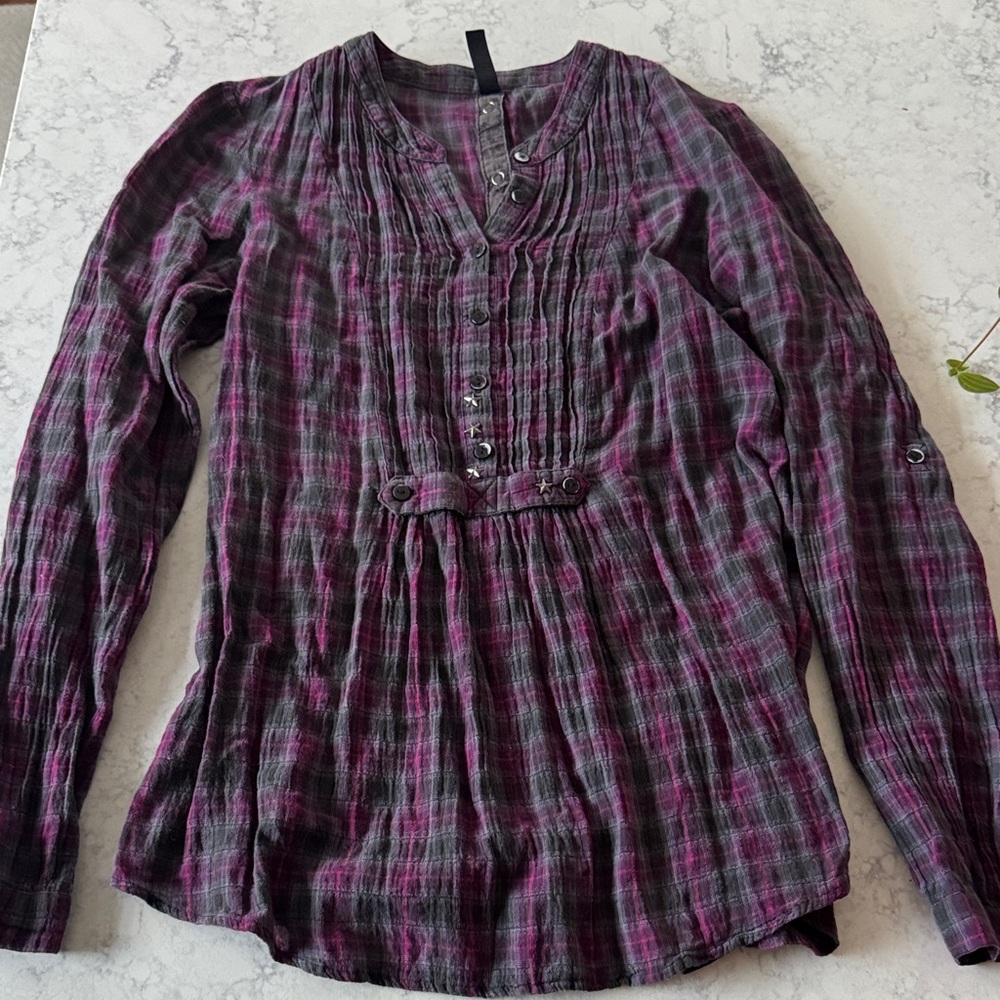 Vintage Plaid Free People blouse
